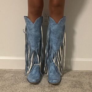 Blue Fringe Women's Boots (see description for size)